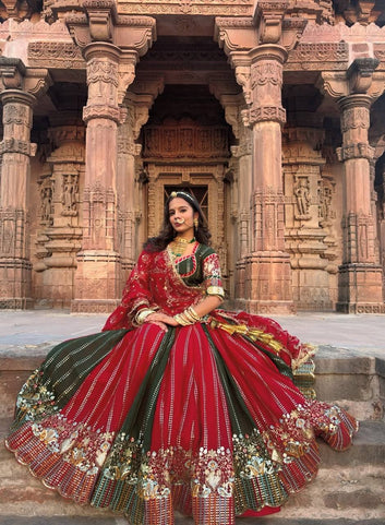 Royal Rajasthani Maroon Embroidered Lehenga Set with Dupatta
