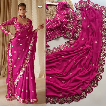 Luxury Mirror Embroidered Saree